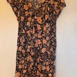 Old Navy Navy and Pink Floral Midi Dress